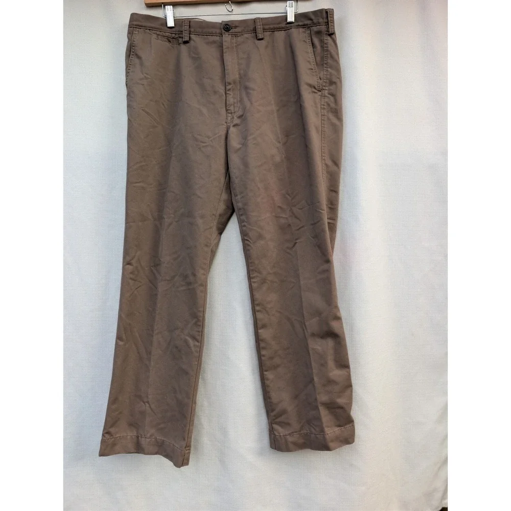 HAGGAR Life Khaki Pants Mens 40x32 Brown Relaxed Straight Repreve Blend